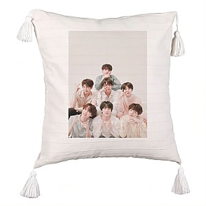 Perna Decorativa cu Franjuri BTS Army 7, 45×45 cm, Cu fermoar