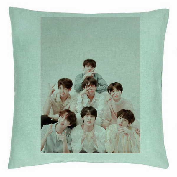 Perna Decorativa BTS Army 7, 40×40 cm, Verde Menta, Husa Detasabila, Burduf 5 bsc0783 5