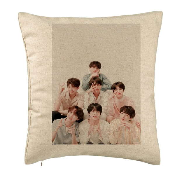 Perna Decorativa BTS Army 7, 40×40 cm, Bej, Husa Detasabila, Burduf 5 bsc0783