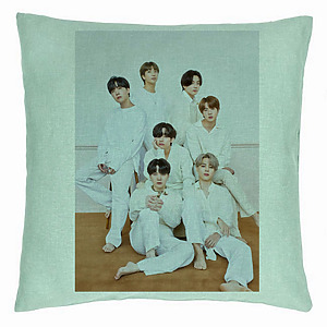 Perna Decorativa BTS Army 8, 40×40 cm, Verde Menta, Husa Detasabila, Burduf