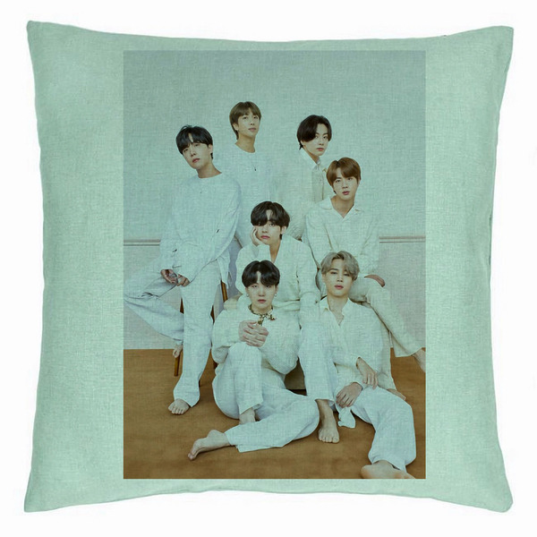Perna Decorativa BTS Army 8, 40×40 cm, Verde Menta, Husa Detasabila, Burduf 5 bsc0784 5