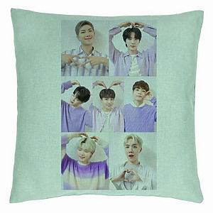 Perna Decorativa BTS Army 9, 40×40 cm, Verde Menta, Husa Detasabila, Burduf