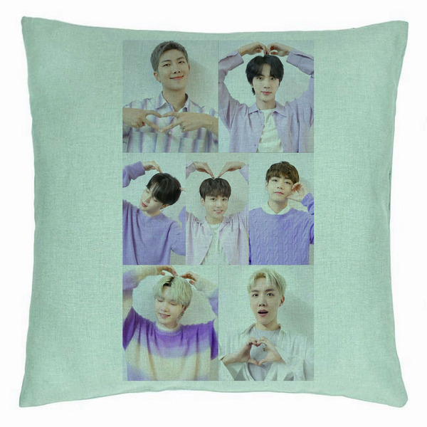 Perna Decorativa BTS Army 9, 40×40 cm, Verde Menta, Husa Detasabila, Burduf 5 bsc0785 5
