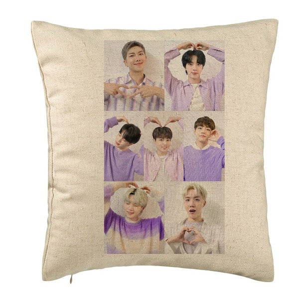 Perna Decorativa BTS Army 9, 40×40 cm, Bej, Husa Detasabila, Burduf 5 bsc0785