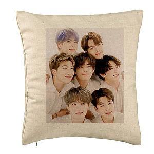 Perna Decorativa BTS Army 10, 40×40 cm, Bej, Husa Detasabila, Burduf