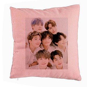 Perna Decorativa BTS Army 10, 40x40 cm, Roz, Husa Detasabila, Burduf