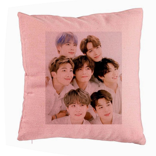 Perna Decorativa BTS Army 10, 40x40 cm, Roz, Husa Detasabila, Burduf 5 bsc0786 4