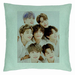 Perna Decorativa BTS Army 10, 40×40 cm, Verde Menta, Husa Detasabila, Burduf