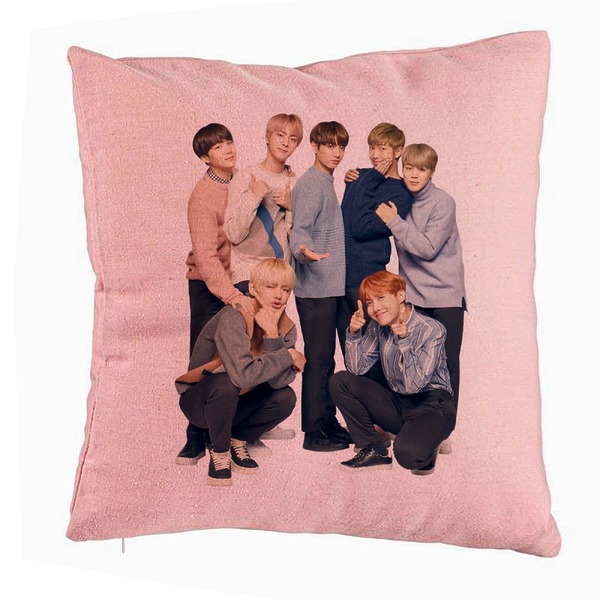 Perna Decorativa BTS Army 11, 40x40 cm, Roz, Husa Detasabila, Burduf 5 bsc0787 4