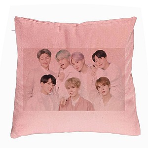 Perna Decorativa BTS Army 12, 40x40 cm, Roz, Husa Detasabila, Burduf