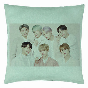 Perna Decorativa BTS Army 12, 40×40 cm, Verde Menta, Husa Detasabila, Burduf