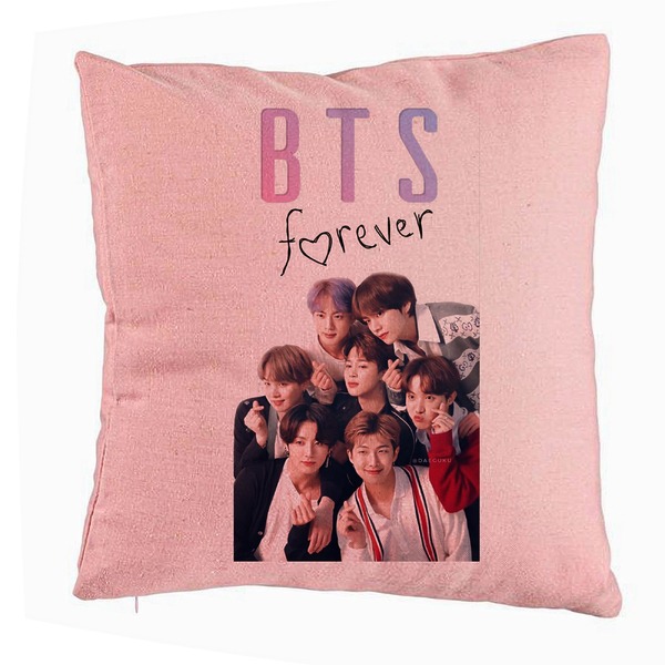 Perna Decorativa BTS Army 13, 40x40 cm, Roz, Husa Detasabila, Burduf 5 bsc0789 4