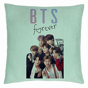 Perna Decorativa BTS Army 13, 40×40 cm, Verde Menta, Husa Detasabila, Burduf