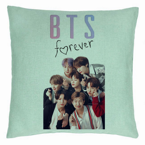 Perna Decorativa BTS Army 13, 40×40 cm, Verde Menta, Husa Detasabila, Burduf 5 bsc0789 5
