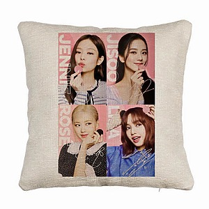Perna Decorativa Canapea  BlackPink, Model 5, 40x40 cm, Husa Detasabila, Burduf