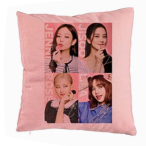 Perna Decorativa BlackPink, Model 5, 40x40 cm, Roz, Husa Detasabila, Burduf