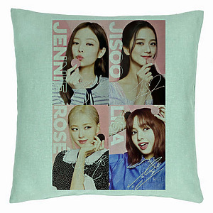 Perna Decorativa BlackPink, Model 5, 40x40 cm, Verde Menta, Husa Detasabila, Burduf