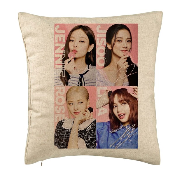 Perna Decorativa BlackPink, Model 5, 40x40 cm, Bej, Husa Detasabila, Burduf 5 bsc0790