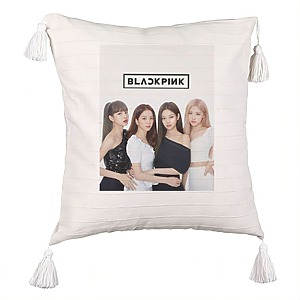 Perna Decorativa cu Franjuri BlackPink, Model 6, 45×45 cm, Cu fermoar
