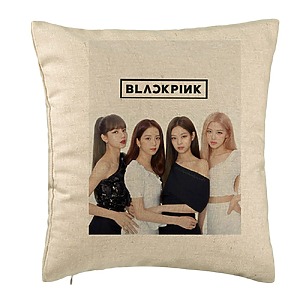 Perna Decorativa BlackPink, Model 6, 40x40 cm, Bej, Husa Detasabila, Burduf