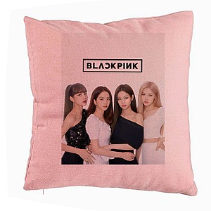 Perna Decorativa BlackPink, Model 6, 40x40 cm, Roz, Husa Detasabila, Burduf