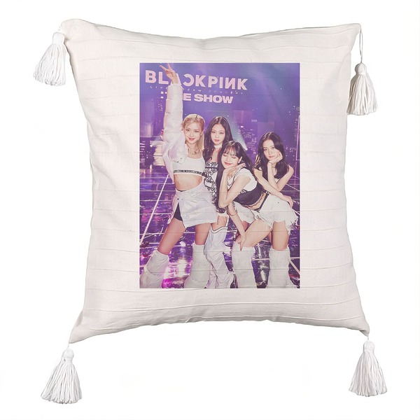 Perna Decorativa cu Franjuri BlackPink, Model 7, 45×45 cm, Cu fermoar 5 bsc0792 3