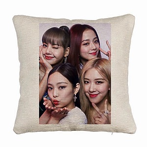 Perna Decorativa Canapea  BlackPink, Model 8, 40x40 cm, Husa Detasabila, Burduf