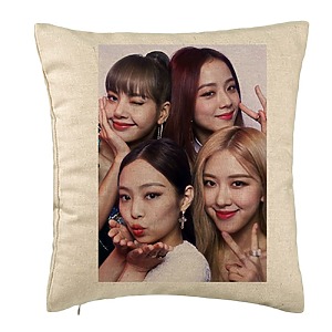 Perna Decorativa BlackPink, Model 8, 40x40 cm, Bej, Husa Detasabila, Burduf