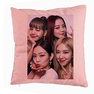 Perna Decorativa BlackPink, Model 8, 40x40 cm, Roz, Husa Detasabila, Burduf