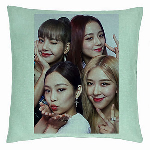 Perna Decorativa BlackPink, Model 8, 40x40 cm, Verde Menta, Husa Detasabila, Burduf