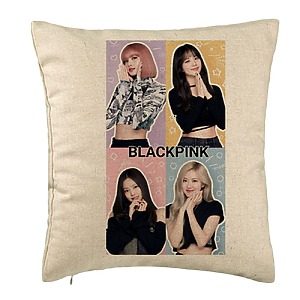 Perna Decorativa BlackPink, Model 9, 40x40 cm, Bej, Husa Detasabila, Burduf