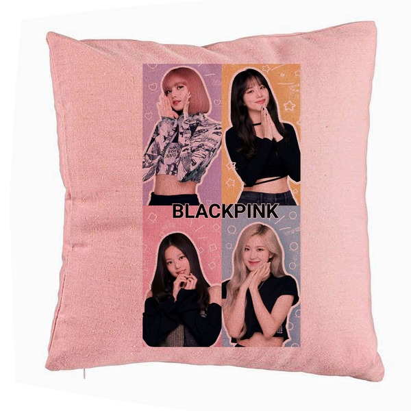 Perna Decorativa BlackPink, Model 9, 40x40 cm, Roz, Husa Detasabila, Burduf 5 bsc0794 4