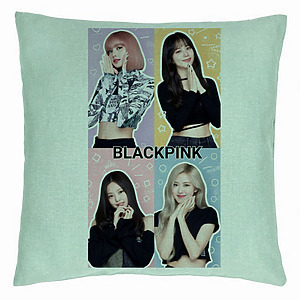 Perna Decorativa BlackPink, Model 9, 40x40 cm, Verde Menta, Husa Detasabila, Burduf
