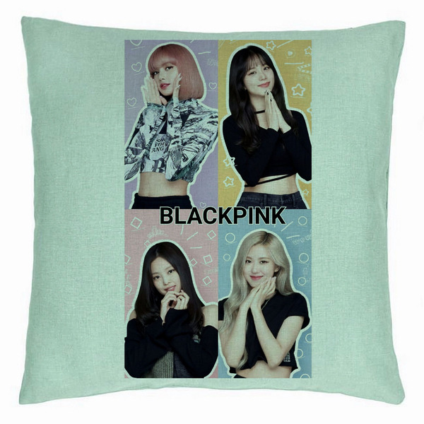 Perna Decorativa BlackPink, Model 9, 40x40 cm, Verde Menta, Husa Detasabila, Burduf 5 bsc0794 5
