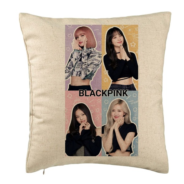 Perna Decorativa BlackPink, Model 9, 40x40 cm, Bej, Husa Detasabila, Burduf 5 bsc0794
