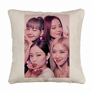 Perna Decorativa Canapea  BlackPink, Model 10, 40x40 cm, Husa Detasabila, Burduf
