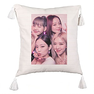 Perna Decorativa cu Franjuri BlackPink, Model 10, 45×45 cm, Cu fermoar