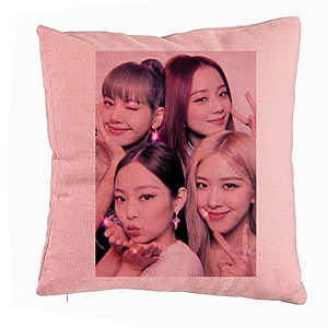 Perna Decorativa BlackPink, Model 10, 40x40 cm, Roz, Husa Detasabila, Burduf