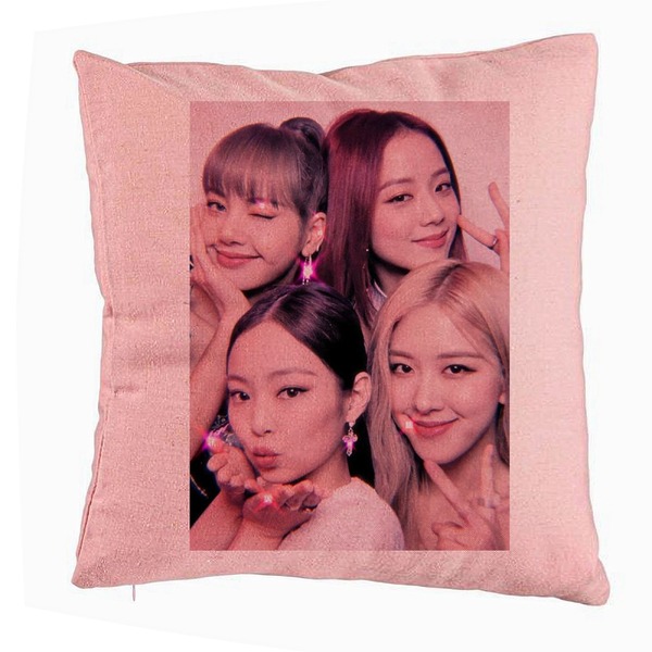 Perna Decorativa BlackPink, Model 10, 40x40 cm, Roz, Husa Detasabila, Burduf 5 bsc0795 4