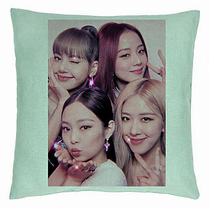 Perna Decorativa BlackPink, Model 10, 40x40 cm, Verde Menta, Husa Detasabila, Burduf