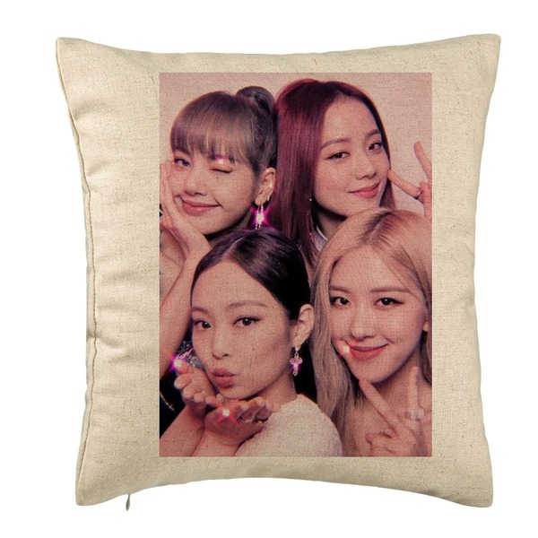 Perna Decorativa BlackPink, Model 10, 40x40 cm, Bej, Husa Detasabila, Burduf 5 bsc0795