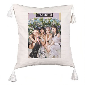 Perna Decorativa cu Franjuri BlackPink, Model 11, 45×45 cm, Cu fermoar