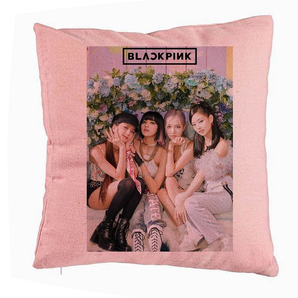 Perna Decorativa BlackPink, Model 11, 40x40 cm, Roz, Husa Detasabila, Burduf 5 bsc0796 4
