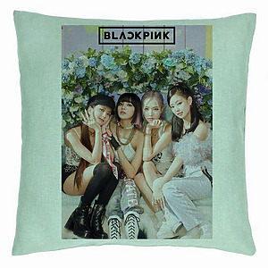 Perna Decorativa BlackPink, Model 11, 40x40 cm, Verde Menta, Husa Detasabila, Burduf