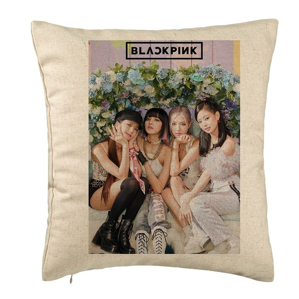 Perna Decorativa BlackPink, Model 11, 40x40 cm, Bej, Husa Detasabila, Burduf 5 bsc0796