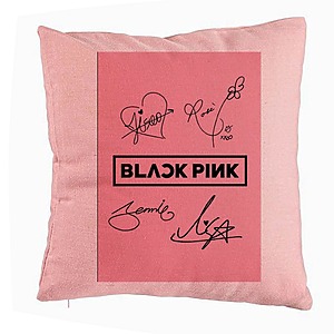 Perna Decorativa BlackPink, Model 13, 40x40 cm, Roz, Husa Detasabila, Burduf