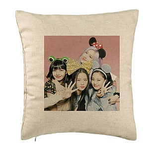 Perna Decorativa BlackPink, Model 14, 40x40 cm, Bej, Husa Detasabila, Burduf