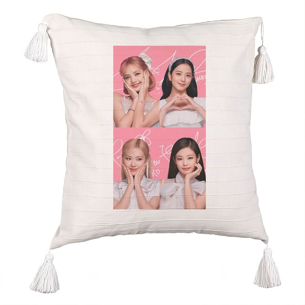 Perna Decorativa cu Franjuri BlackPink, Model 15, 45×45 cm, Cu fermoar 5 bsc0799 3