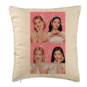 Perna Decorativa BlackPink, Model 15, 40x40 cm, Bej, Husa Detasabila, Burduf