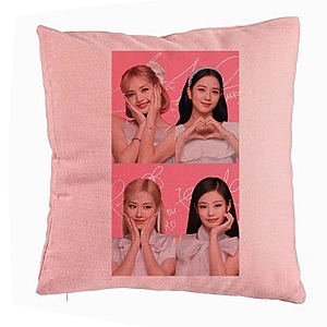 Perna Decorativa BlackPink, Model 15, 40x40 cm, Roz, Husa Detasabila, Burduf